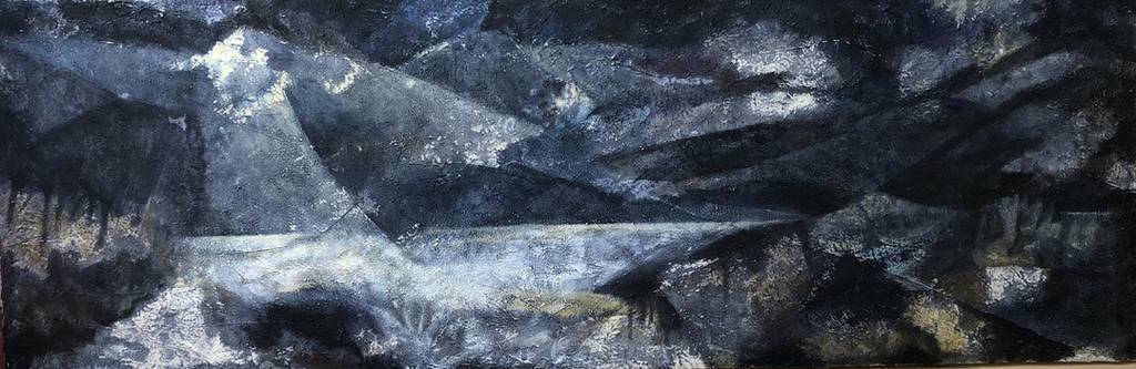 Meer bei Nacht  -  Acryl auf Leinwand 50x150 cm 2019