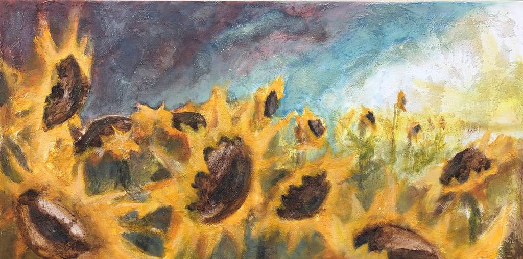 “Sonnenblumenfeld” Acryl auf Leinwand 40x80 cm 2019
